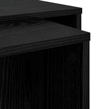 Koffietafel Set 2 pcs Zwart Eiken Bewerkt hout