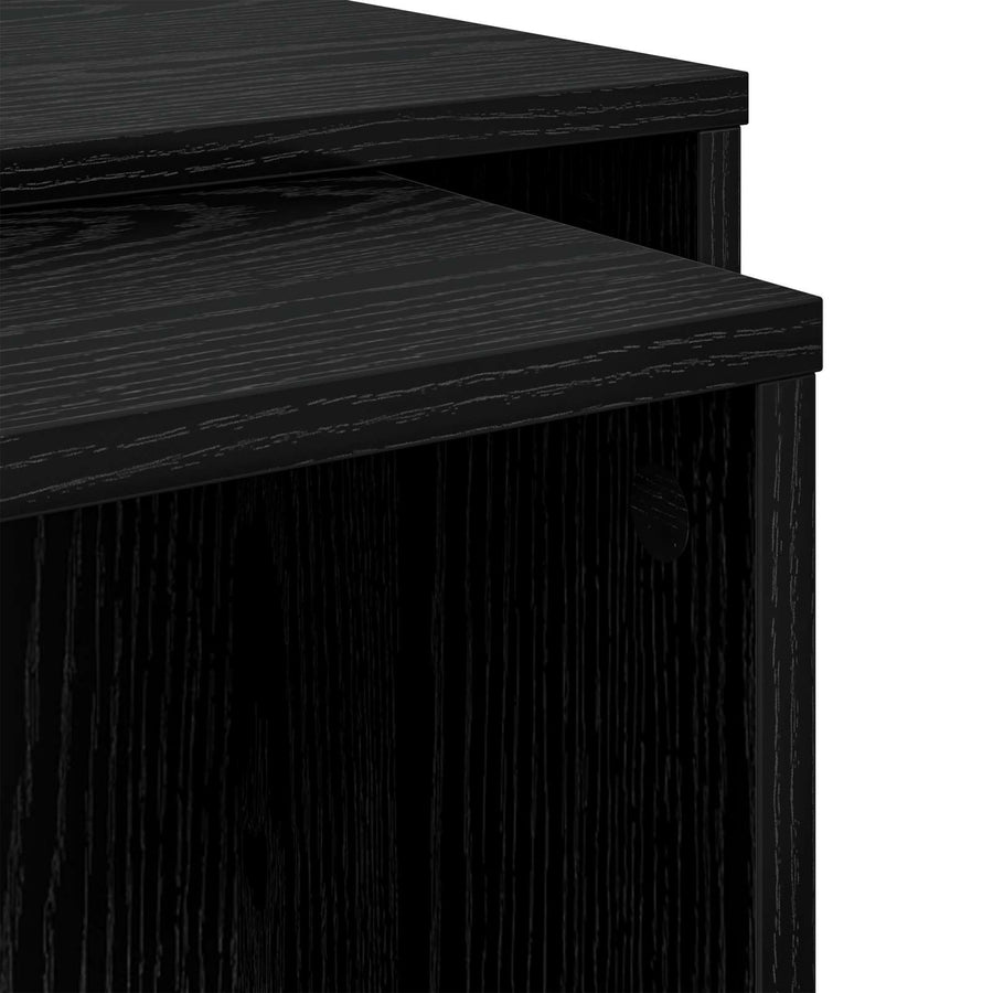 Koffietafel Set 2 pcs Zwart Eiken Bewerkt hout