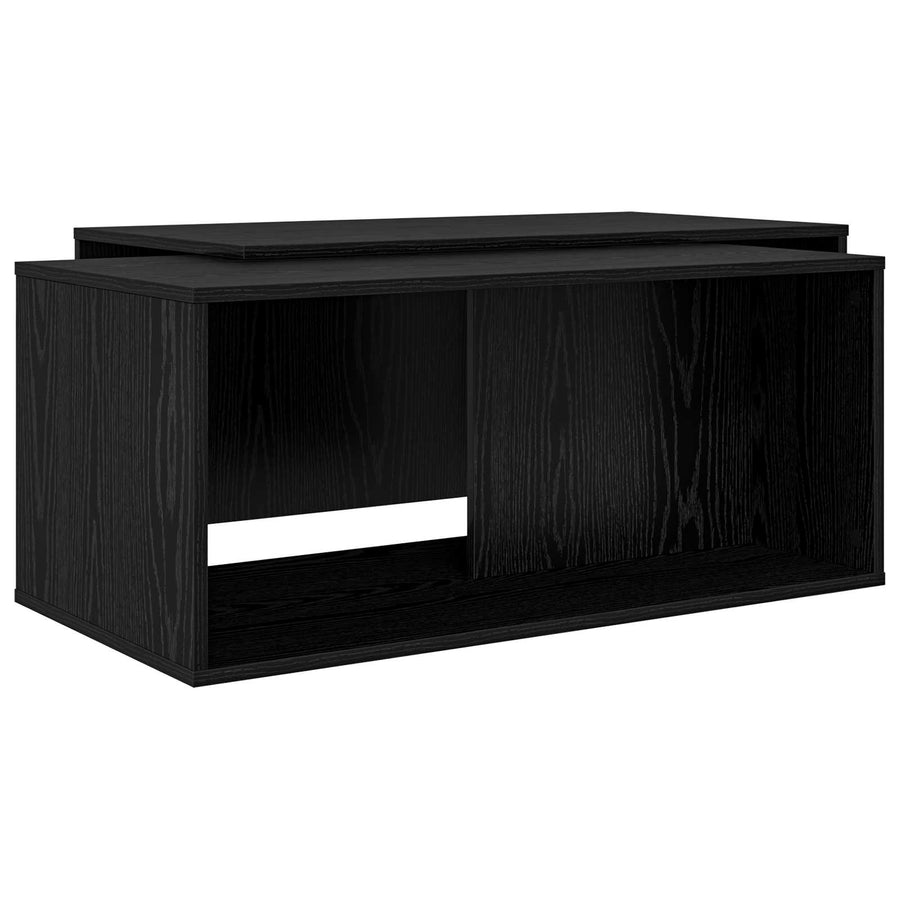 Koffietafel Set 2 pcs Zwart Eiken Bewerkt hout