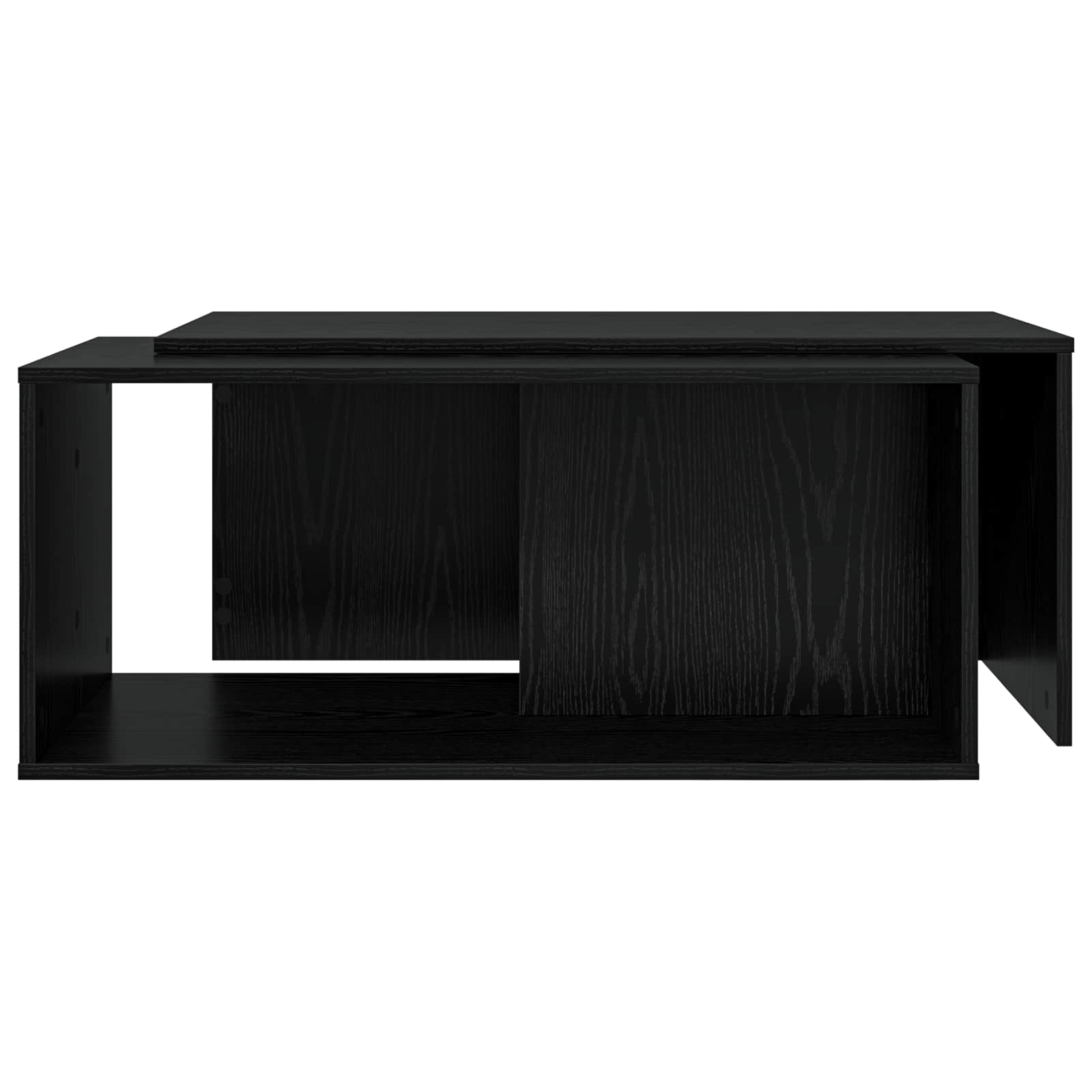 Koffietafel Set 2 pcs Zwart Eiken Bewerkt hout