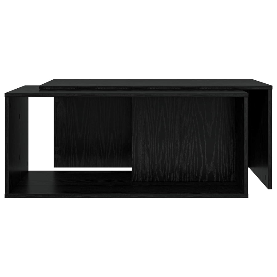 Koffietafel Set 2 pcs Zwart Eiken Bewerkt hout