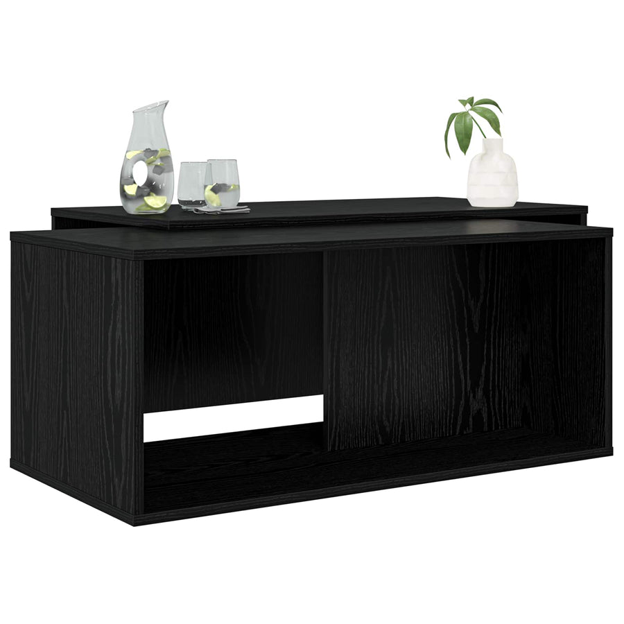 Koffietafel Set 2 pcs Zwart Eiken Bewerkt hout