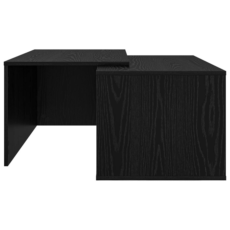 Koffietafel Set 2 pcs Zwart Eiken Bewerkt hout