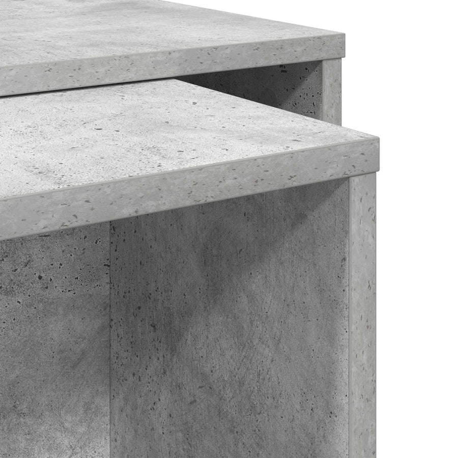 Koffietafel Set 2 pcs Beton Grijs Bewerkt hout
