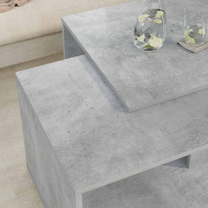 Koffietafel Set 2 pcs Beton Grijs Bewerkt hout