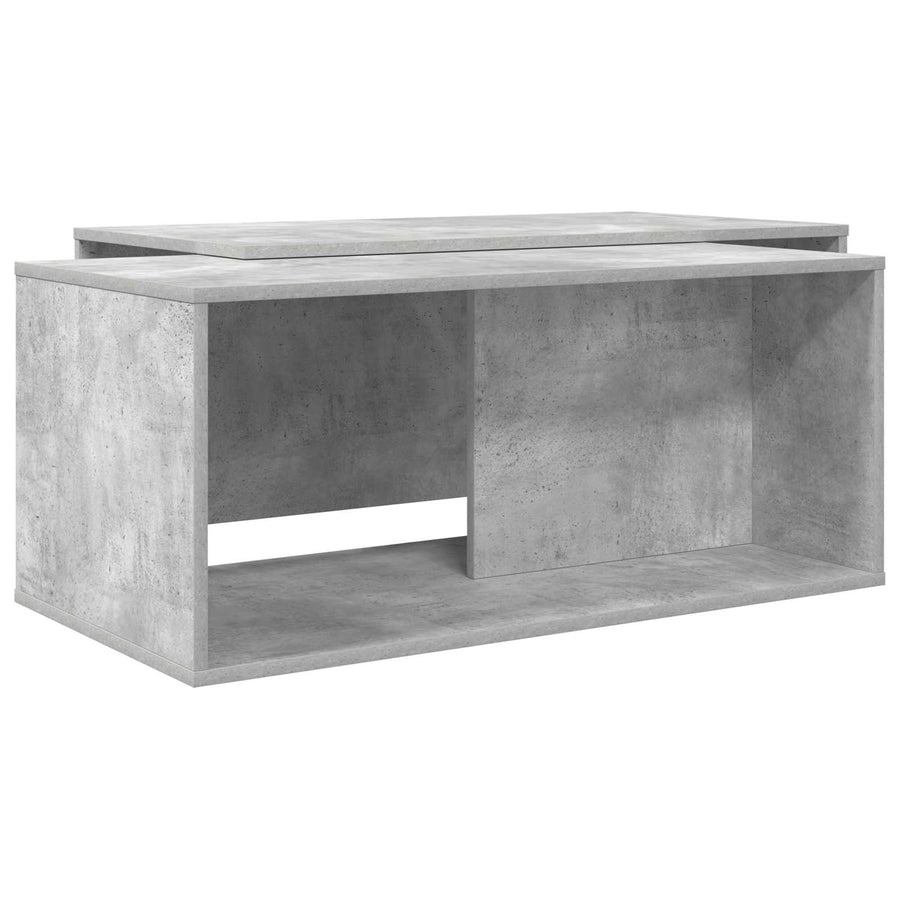 Koffietafel Set 2 pcs Beton Grijs Bewerkt hout
