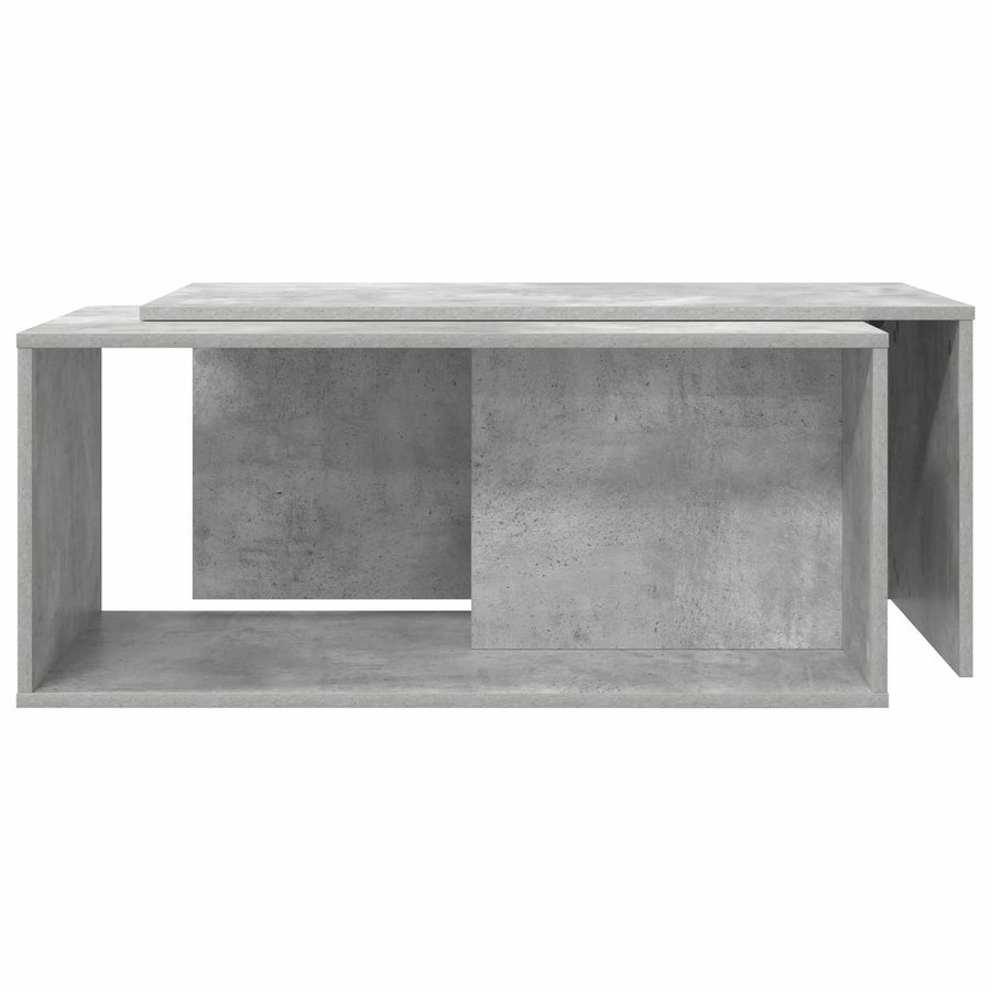 Koffietafel Set 2 pcs Beton Grijs Bewerkt hout