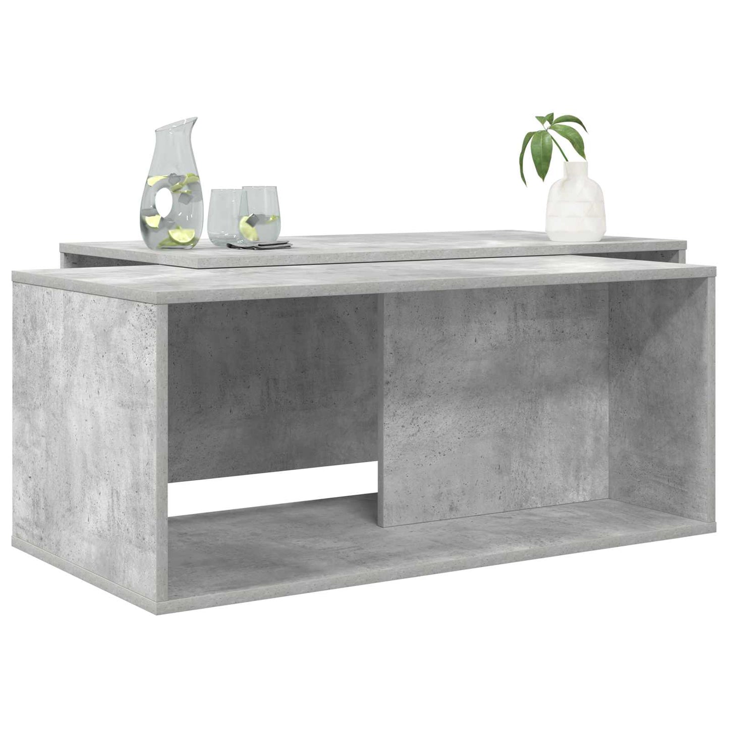 Koffietafel Set 2 pcs Beton Grijs Bewerkt hout