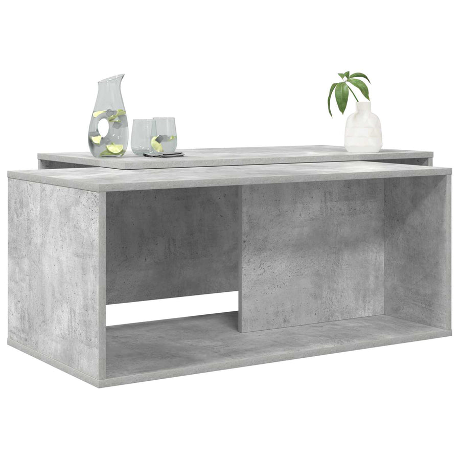 Koffietafel Set 2 pcs Beton Grijs Bewerkt hout