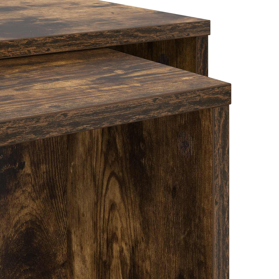 Koffietafel Set 2 pcs Gerookt eiken Bewerkt hout