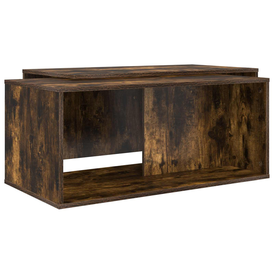 Koffietafel Set 2 pcs Gerookt eiken Bewerkt hout