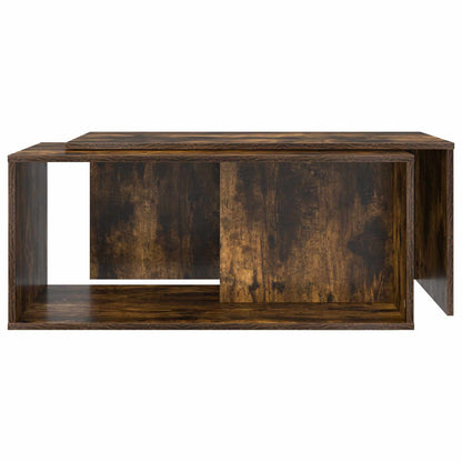 Koffietafel Set 2 pcs Gerookt eiken Bewerkt hout