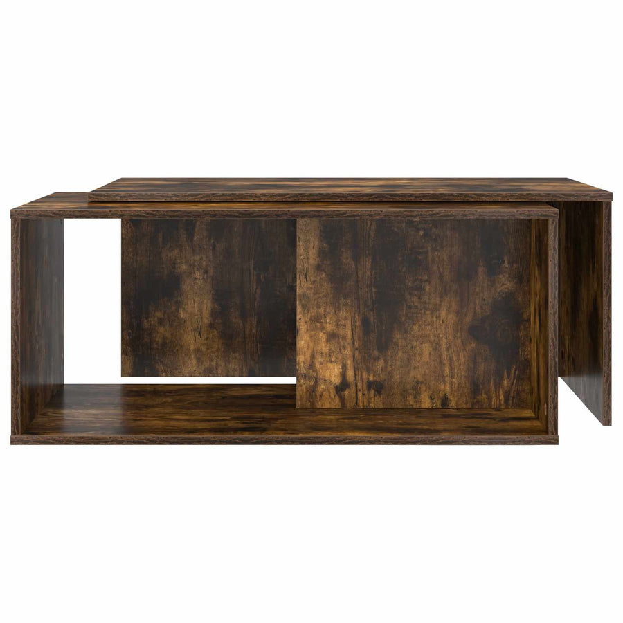 Koffietafel Set 2 pcs Gerookt eiken Bewerkt hout