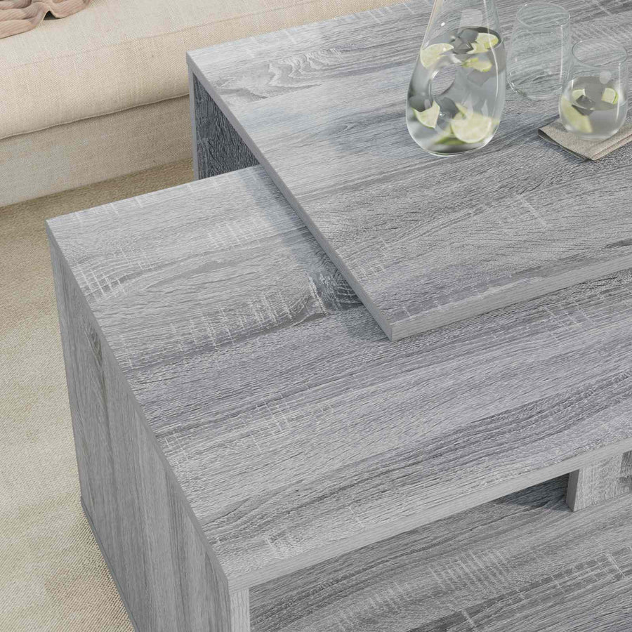 Koffietafel Set 2 pcs Grijs Sonoma Bewerkt hout