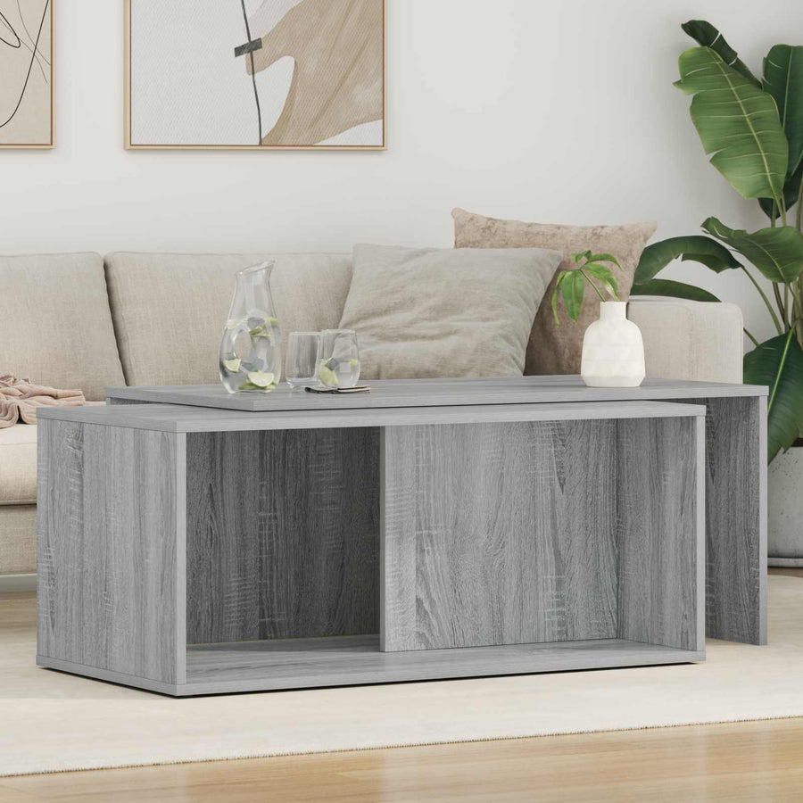 Koffietafel Set 2 pcs Grijs Sonoma Bewerkt hout