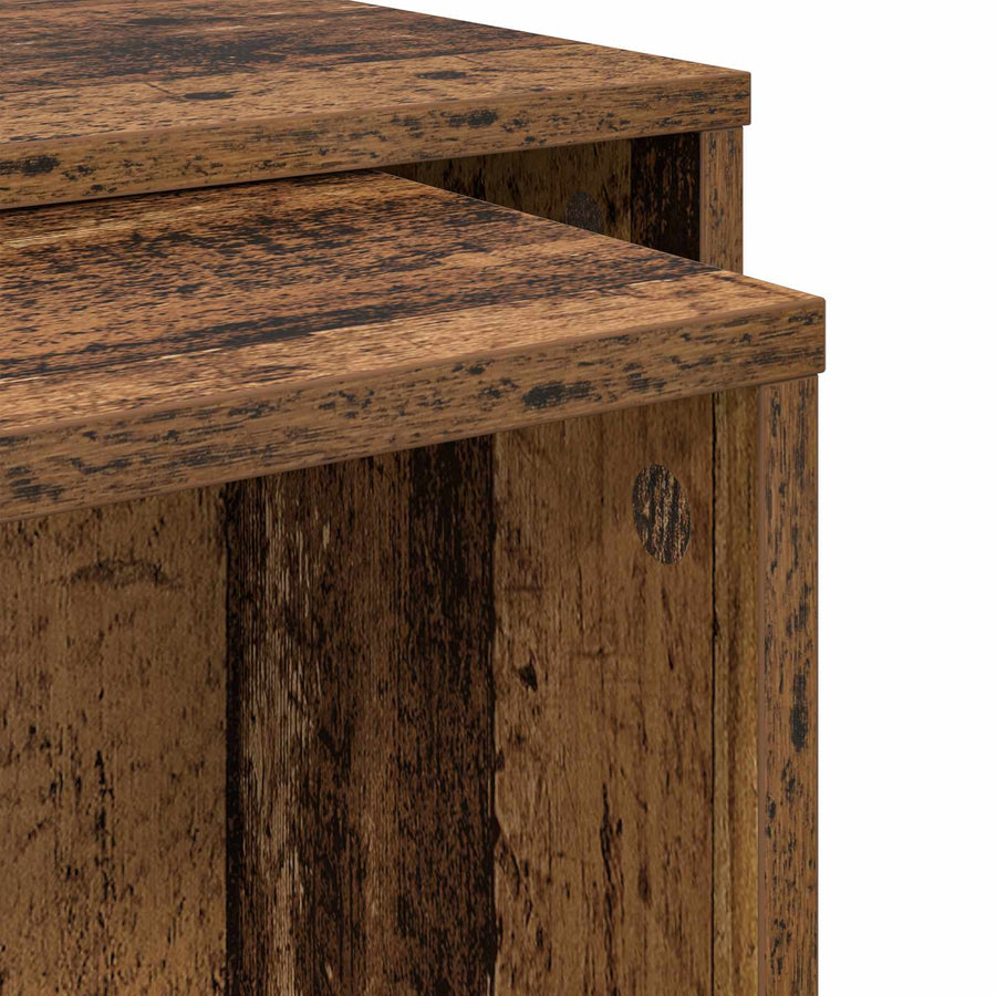 Koffietafel Set 2 pcs Oudhout Bewerkt hout