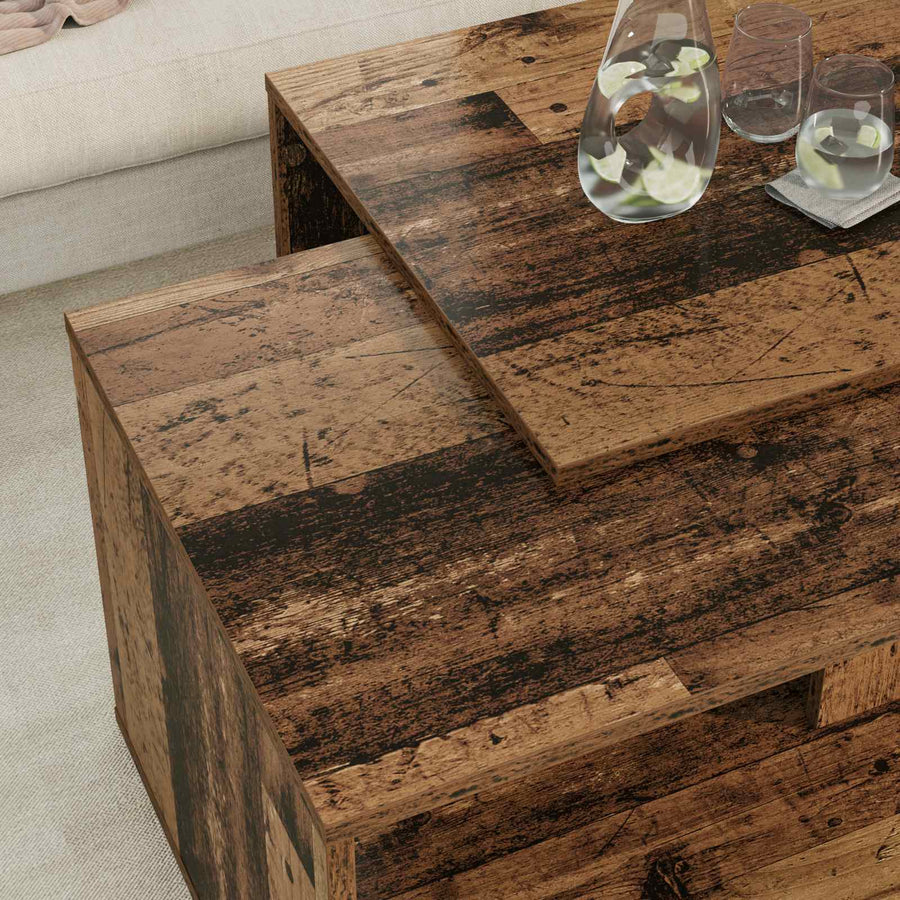 Koffietafel Set 2 pcs Oudhout Bewerkt hout