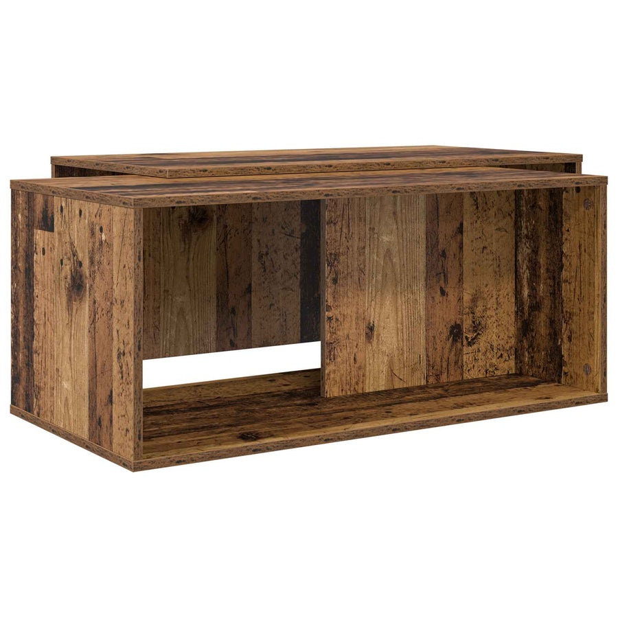 Koffietafel Set 2 pcs Oudhout Bewerkt hout