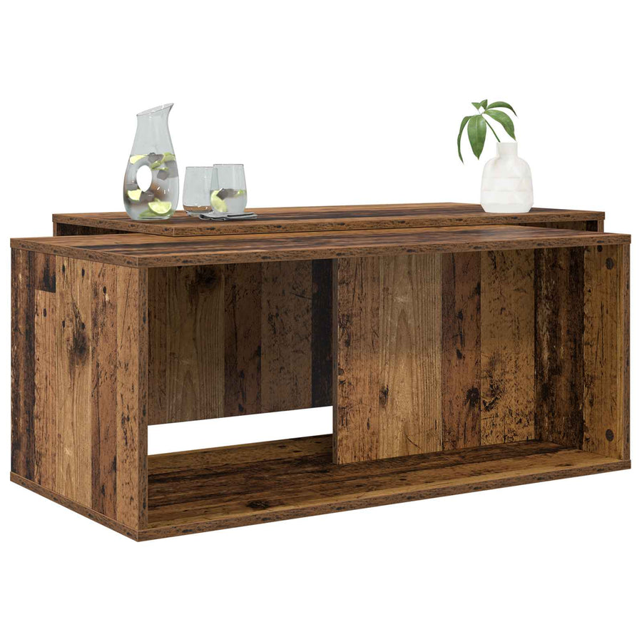 Koffietafel Set 2 pcs Oudhout Bewerkt hout