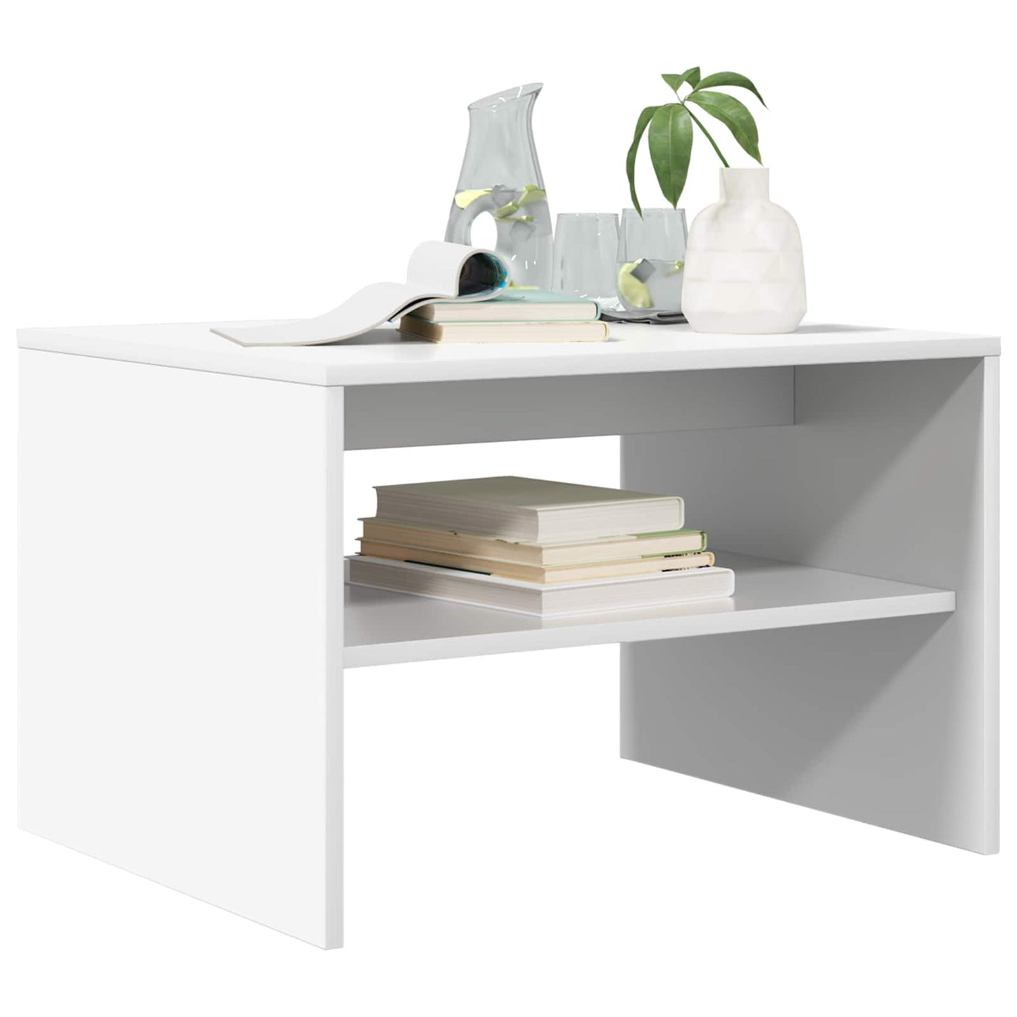 Salontafel Wit 60 x 50 x 40 cm Bewerkt hout