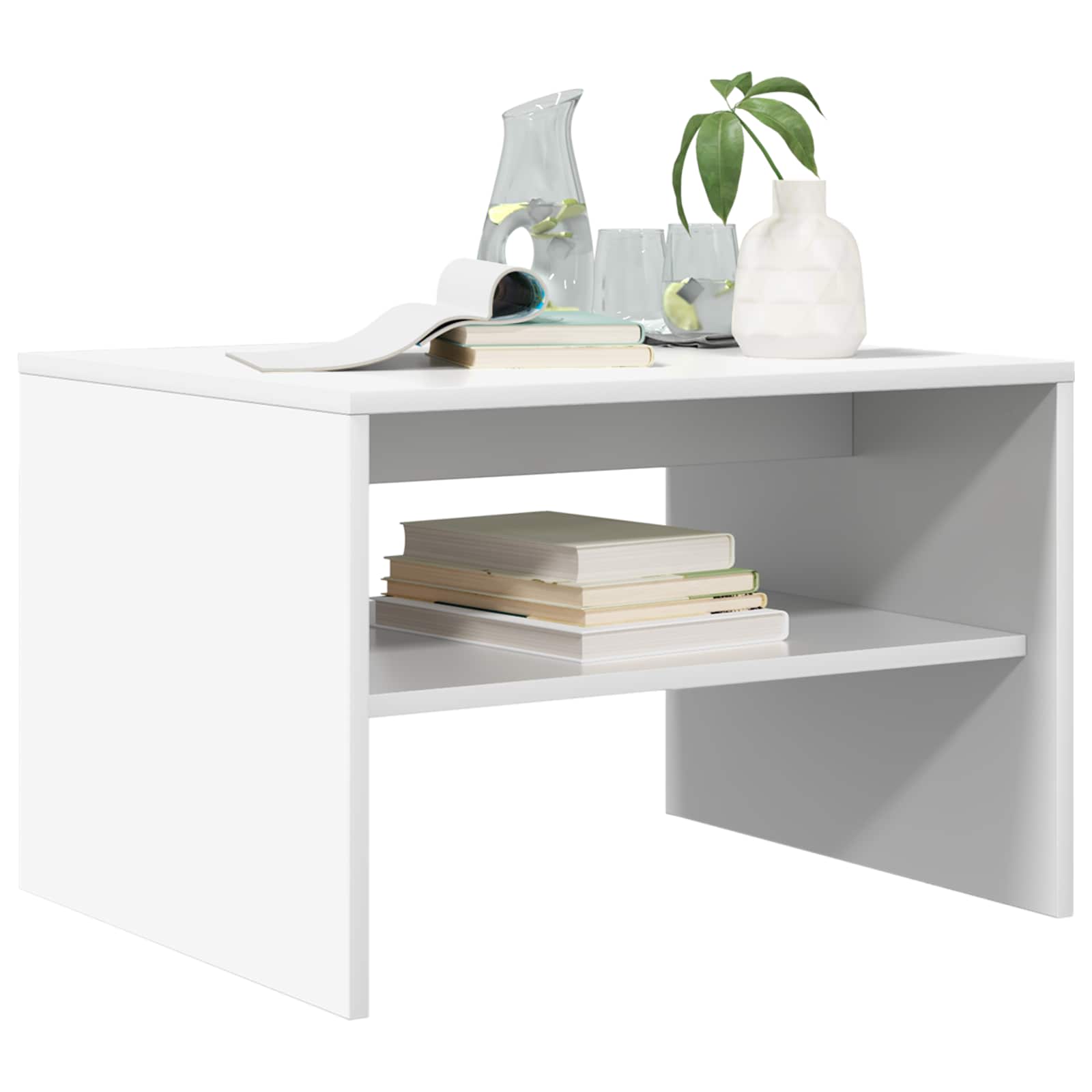 Salontafel Wit 60 x 50 x 40 cm Bewerkt hout