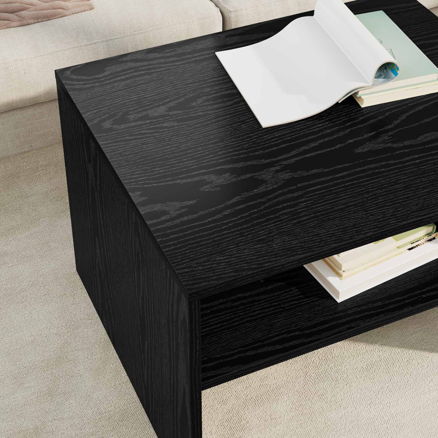 Salontafel Zwart Eiken 60 x 50 x 40 cm Bewerkt hout