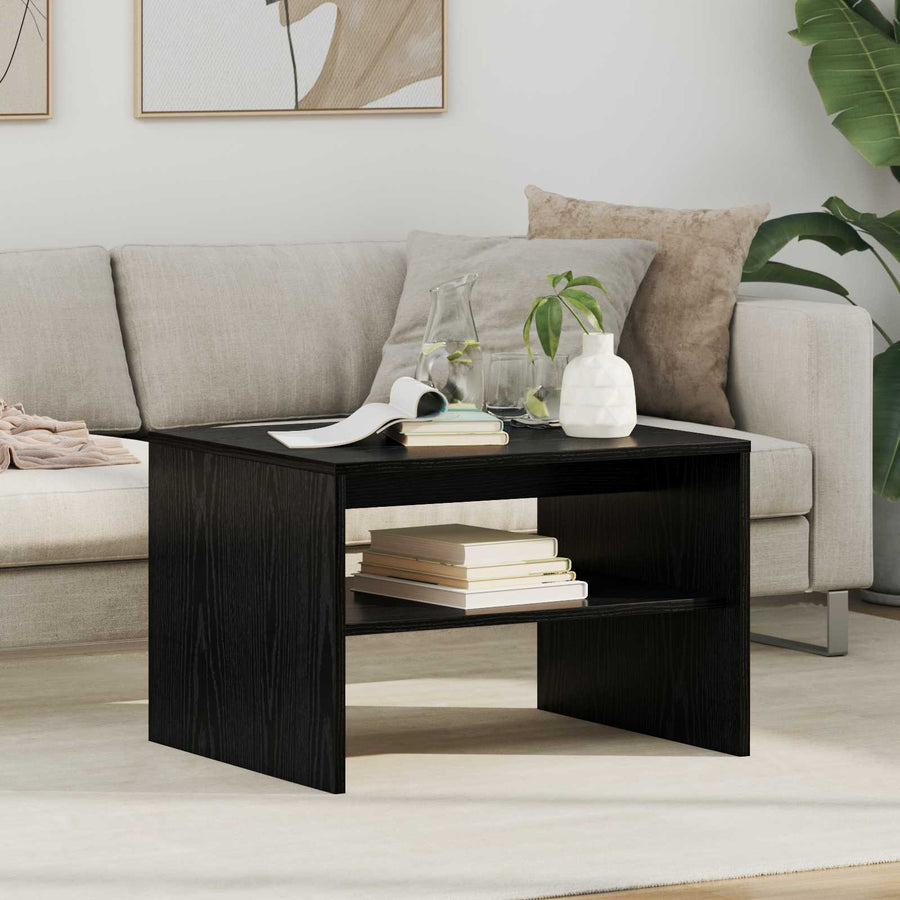 Salontafel Zwart Eiken 60 x 50 x 40 cm Bewerkt hout
