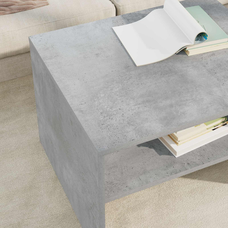 Salontafel Beton Grijs 60 x 50 x 40 cm Bewerkt hout