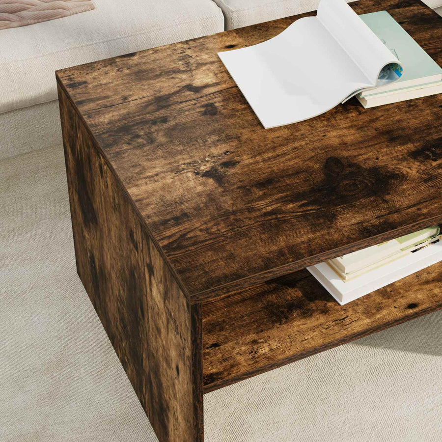 Salontafel Gerookt eiken 60 x 50 x 40 cm Bewerkt hout