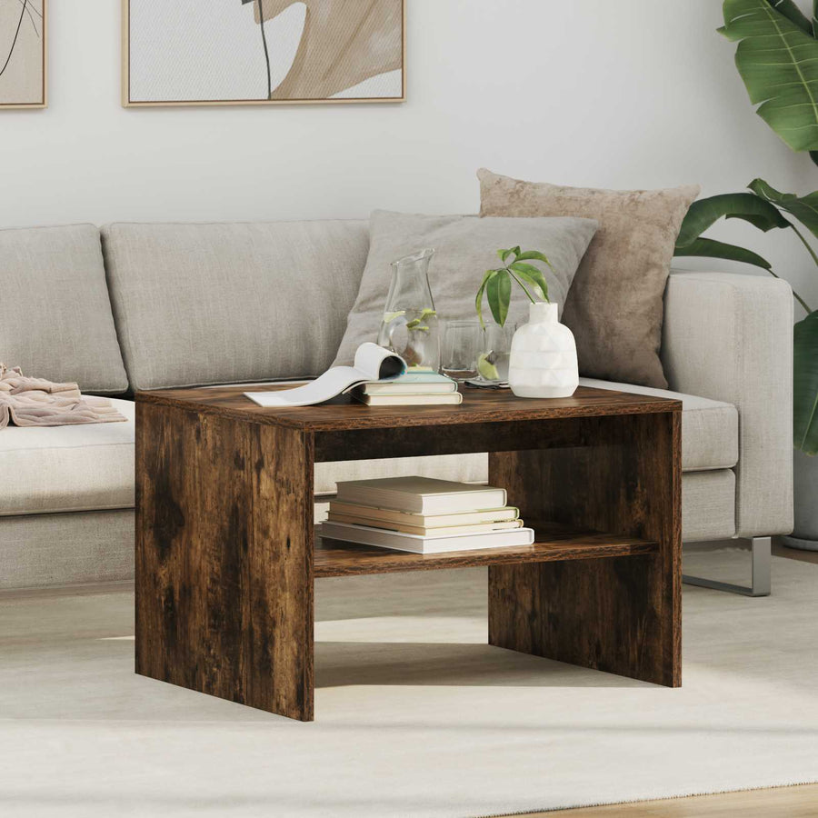Salontafel Gerookt eiken 60 x 50 x 40 cm Bewerkt hout