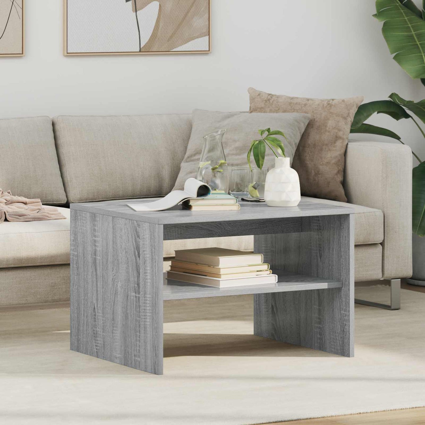 Salontafel Grijs Sonoma 60 x 50 x 40 cm Bewerkt hout