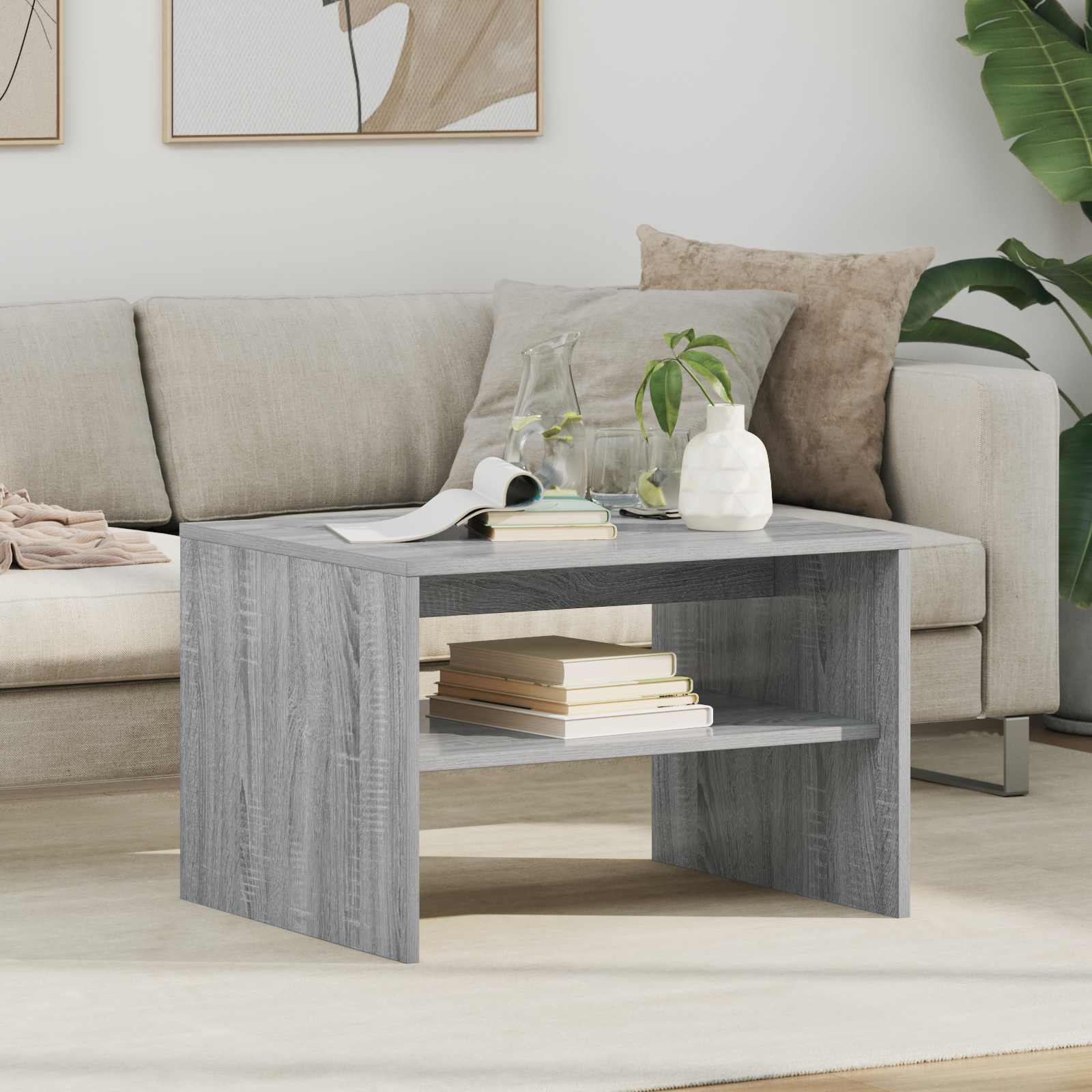 Salontafel Grijs Sonoma 60 x 50 x 40 cm Bewerkt hout