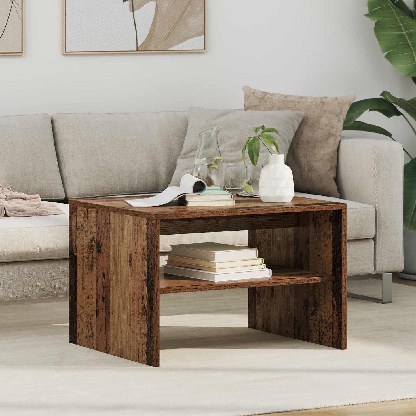 Salontafel Oudhout 60 x 50 x 40 cm Bewerkt hout