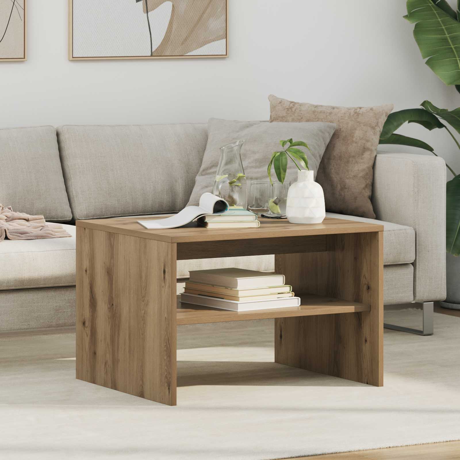 Salontafel Artisan Eiken 60 x 50 x 40 cm Bewerkt hout