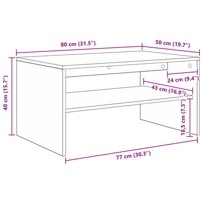 Salontafel Wit 80 x 50 x 40 cm Bewerkt hout
