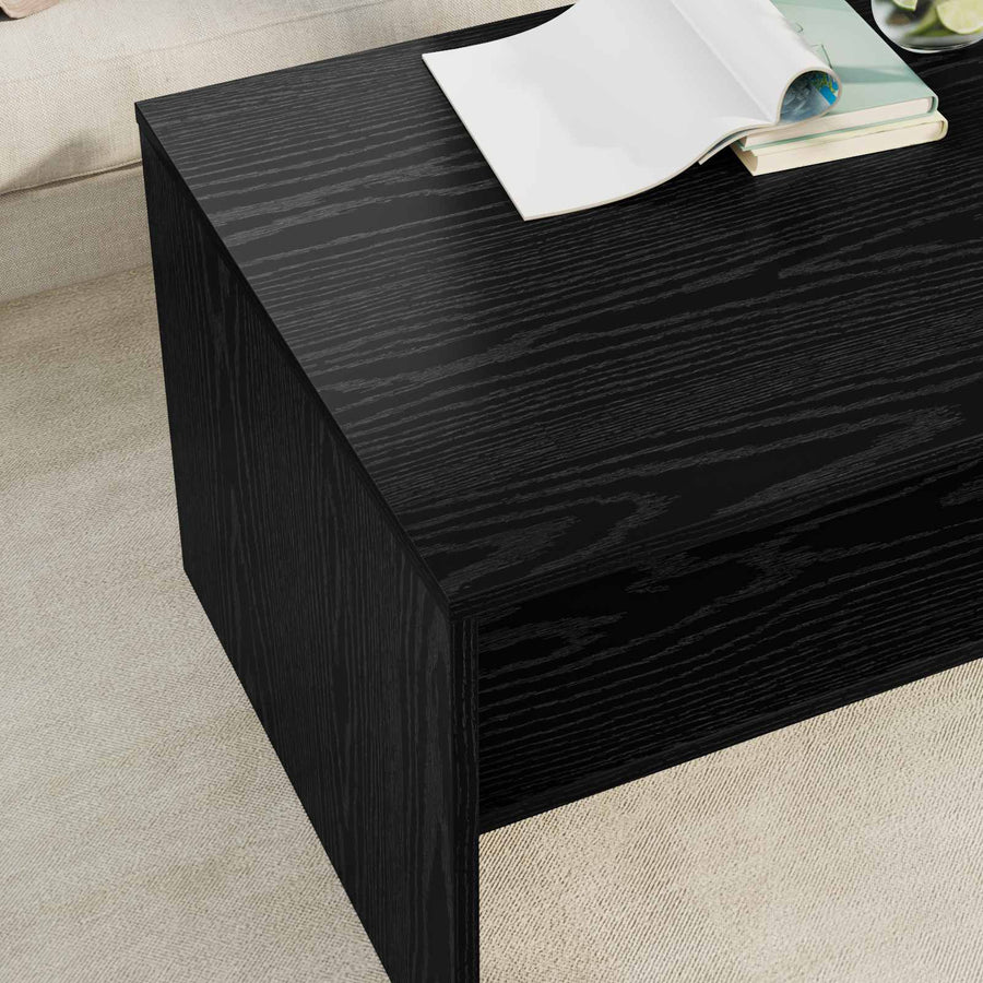 Salontafel Zwart Eiken 80 x 50 x 40 cm Bewerkt hout
