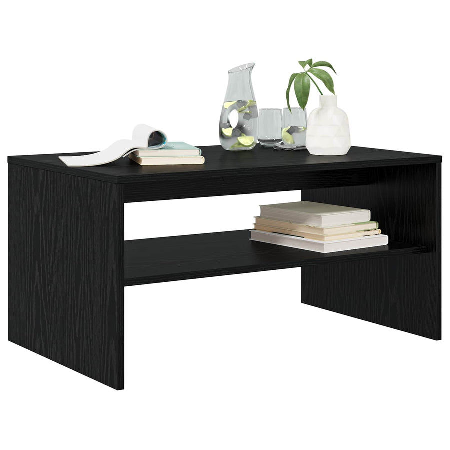 Salontafel Zwart Eiken 80 x 50 x 40 cm Bewerkt hout