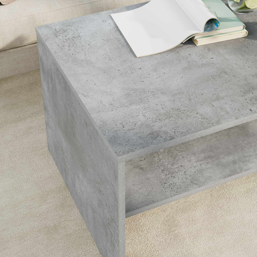 Salontafel Beton Grijs 80 x 50 x 40 cm Bewerkt hout