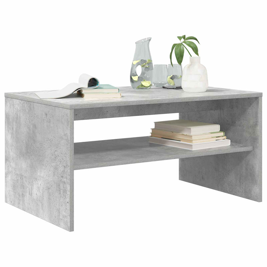 Salontafel Beton Grijs 80 x 50 x 40 cm Bewerkt hout
