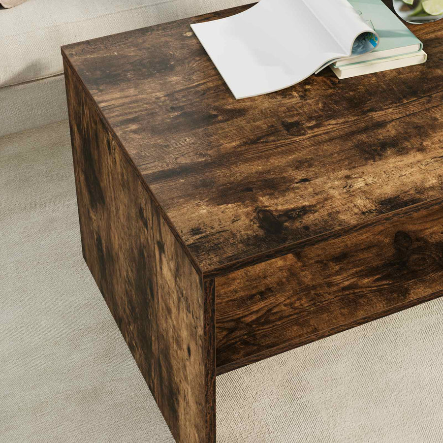 Salontafel Gerookt eiken 80 x 50 x 40 cm Bewerkt hout