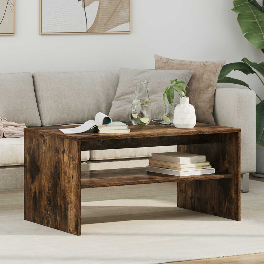 Salontafel Gerookt eiken 80 x 50 x 40 cm Bewerkt hout