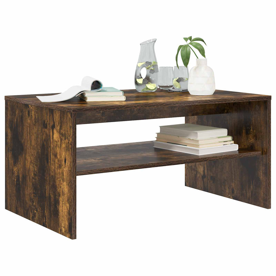 Salontafel Gerookt eiken 80 x 50 x 40 cm Bewerkt hout
