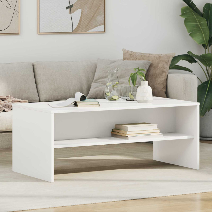 Salontafel Wit 100 x 50 x 40 cm Bewerkt hout