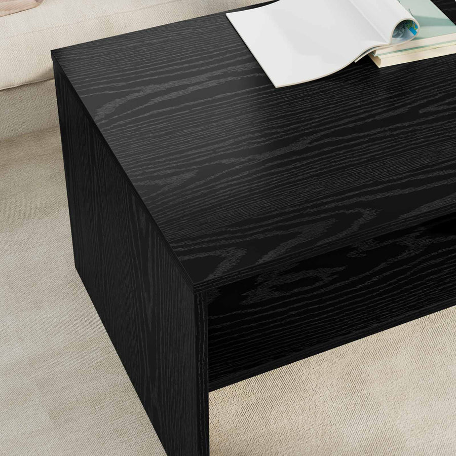 Salontafel Zwart Eiken 100 x 50 x 40 cm Bewerkt hout