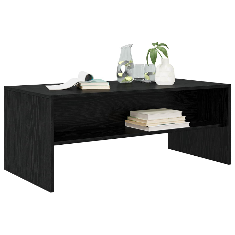 Salontafel Zwart Eiken 100 x 50 x 40 cm Bewerkt hout