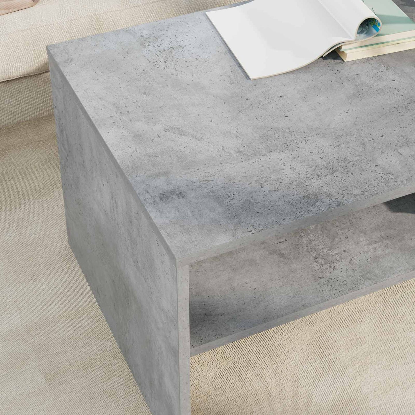 Salontafel Beton Grijs 100 x 50 x 40 cm Bewerkt hout