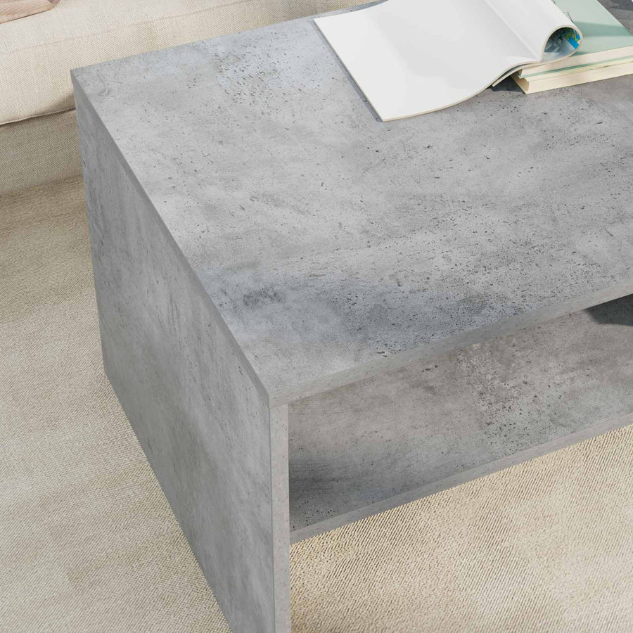 Salontafel Beton Grijs 100 x 50 x 40 cm Bewerkt hout