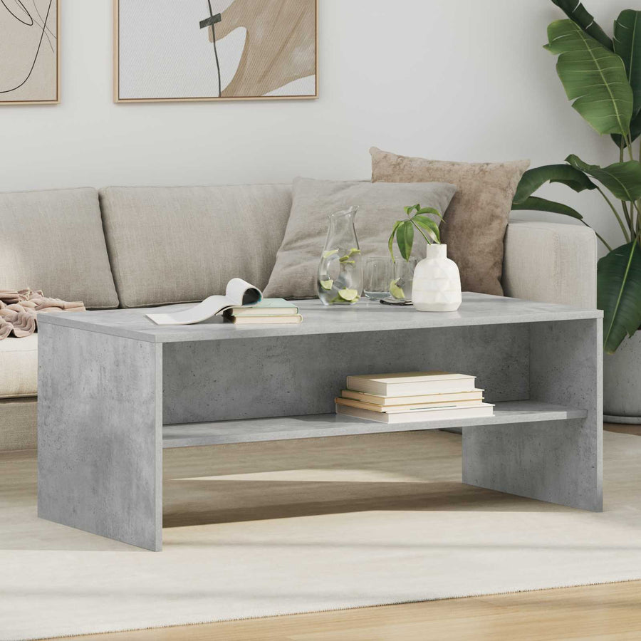 Salontafel Beton Grijs 100 x 50 x 40 cm Bewerkt hout