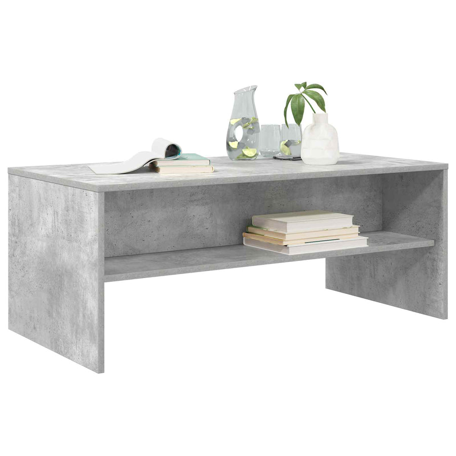 Salontafel Beton Grijs 100 x 50 x 40 cm Bewerkt hout