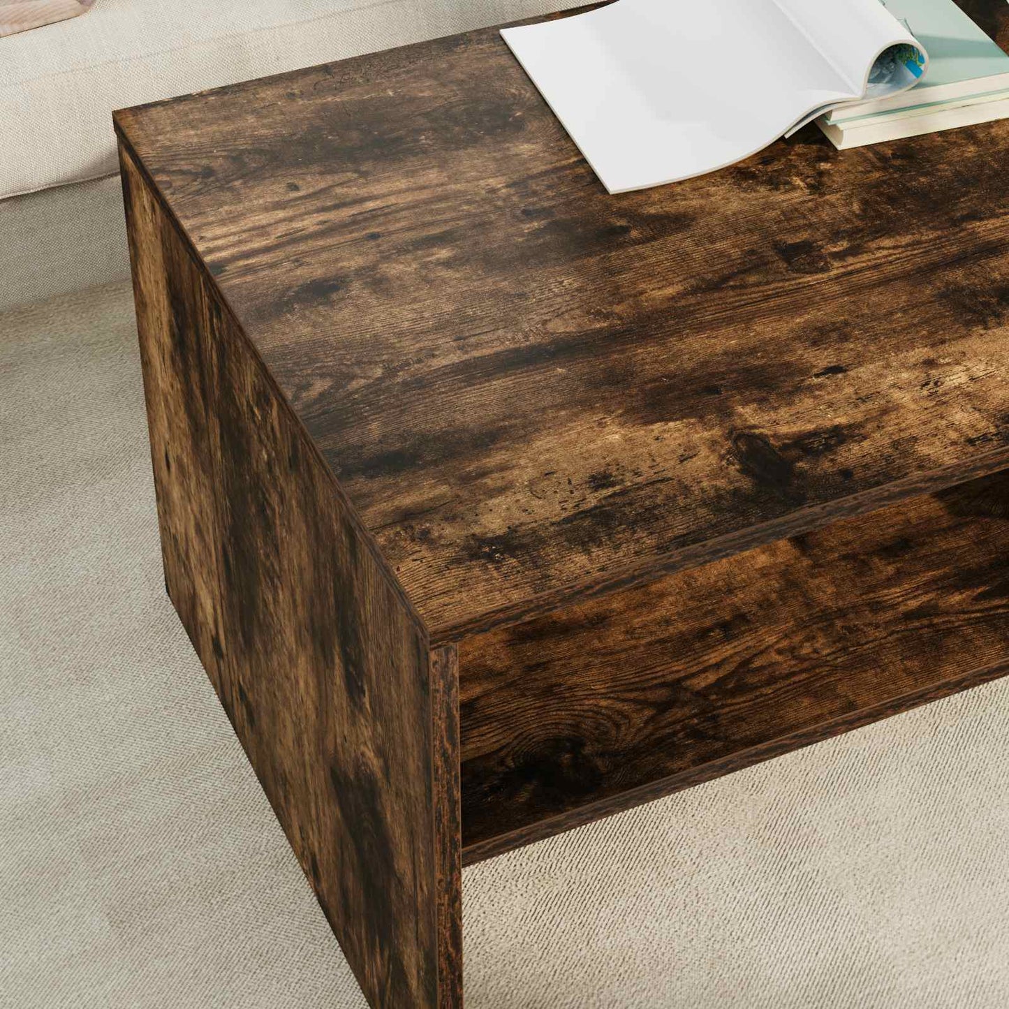 Salontafel Gerookt eiken 100 x 50 x 40 cm Bewerkt hout